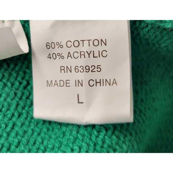 Ugly Christmas Sweater Womens Large Green Pug Santa Hat Striped Sleeves - Picture 10 of 13